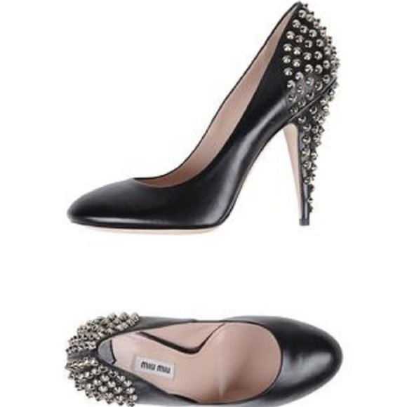 Miu Miu Shoes - Miu Miu®  Black Studded Heels Pumps
